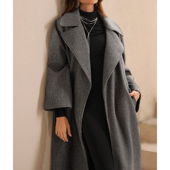 $116 Womens Long Oversized Coat Shein Anewsta Size S US 4 NEW Light Gray Lined - Picture 1 of 10